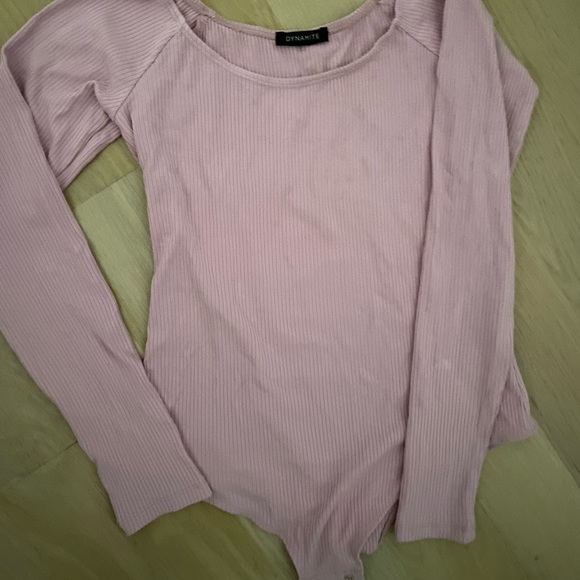 Dynamite Pink Ribbed Bodysuit - Picture 3 of 3